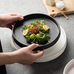 Hotel Japanese-style stone frosted plate retro rice bowl pasta plate Western restaurant artistic conception plate high-end deep plate