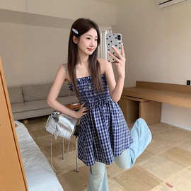 法式碎花木耳边抹胸连衣裙女夏季设计感两穿半身裙小个子a字短裙
