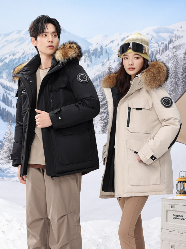 极寒户外滑雪羽绒服男女情侣中长款加厚保暖防寒服鹅绒外套派克服|undefined