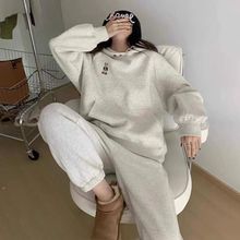 秋冬新款小熊宽松休闲运动卫衣套装女时尚百搭气质加绒加厚两件套