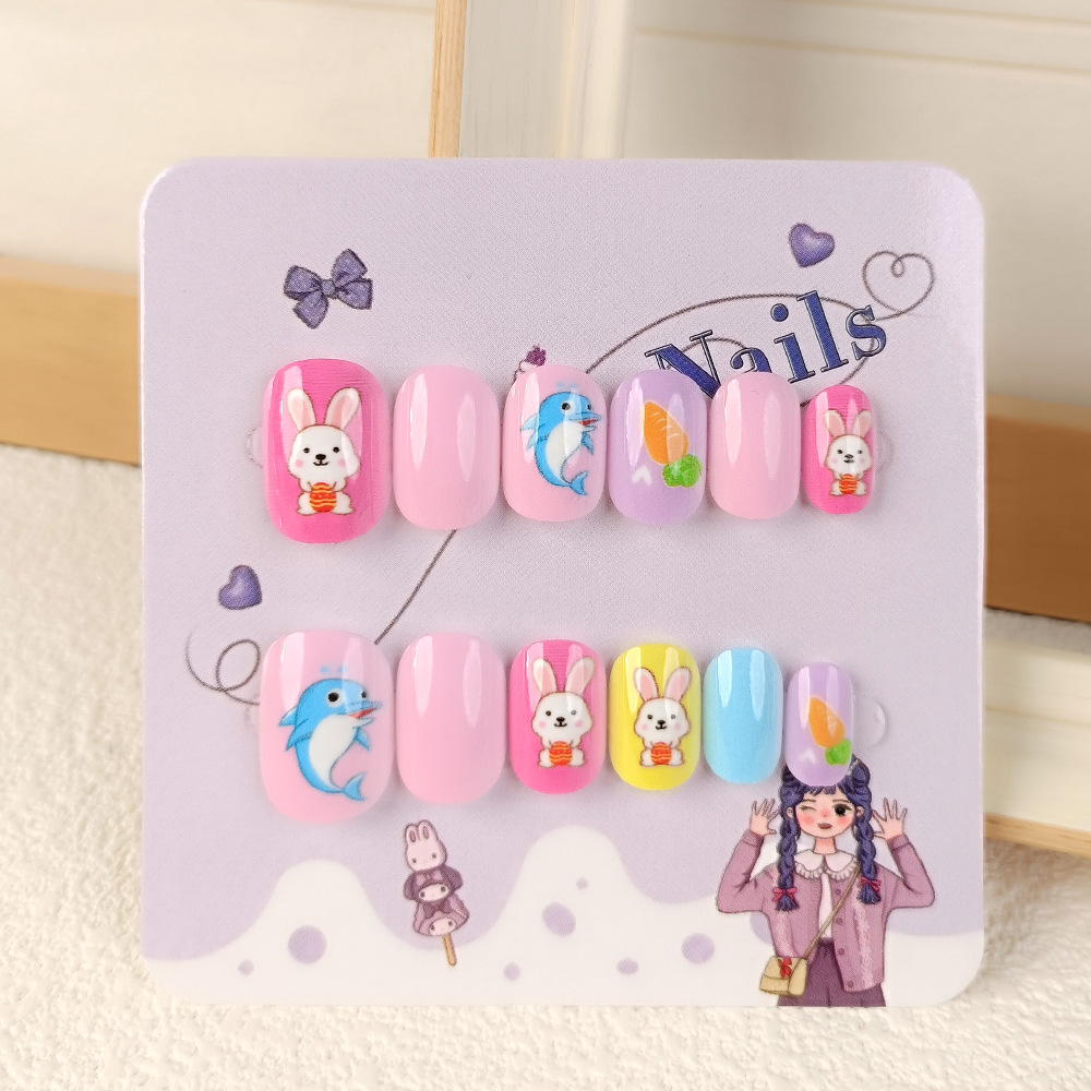10 piezas de uñas para niños adolescentes, uñas para adolescentes lindas, uñas para niños de 12 - 18 años de edad