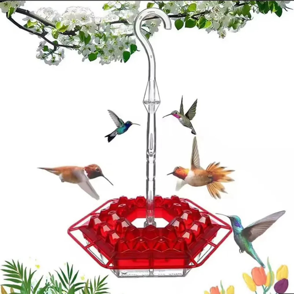 Трансграничный взрыв Hummingbird Feeder Шестигранный кормушка для колибри подвешенный садовый кормушка для птиц