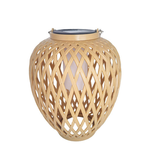 Cross-border solar imitation bamboo lantern new Chinese chandelier courtyard solar light rattan lamp garden decorative lamp
