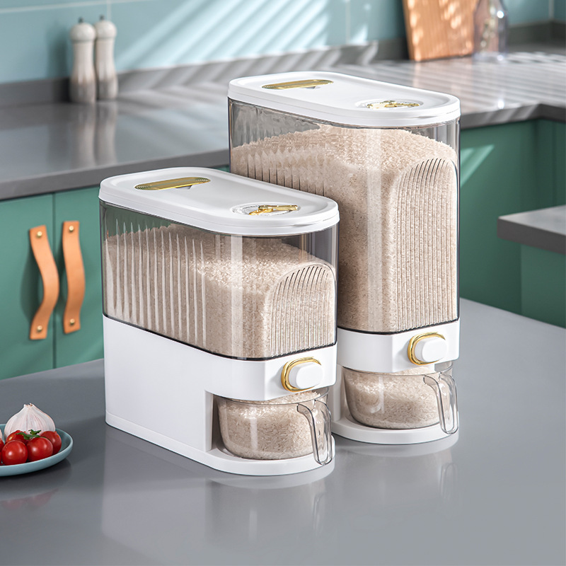 Kitchen Gap-Filling Rice Container, Thickened, Insect-Proof, Moisture-Proof, Household Rice Box, Narrow-Sided Long Rice Storage Bin, One-Touch Rice Dispenser