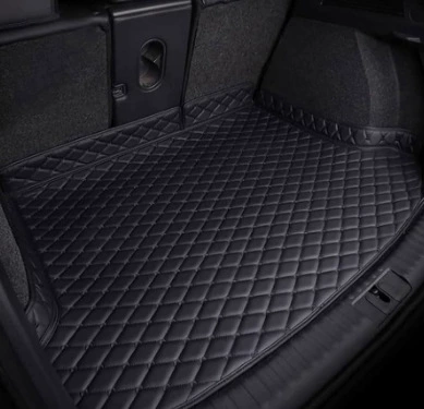 Trunk Mats, Leather Rear Compartment – Trunk Mat - high-edge-quilted-embroidered-black-black-thread-custom