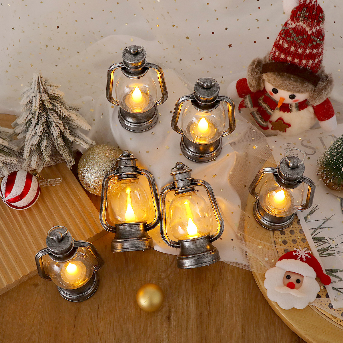 Transfronterizos retro LED pony lámpara vela electrónica lámpara de viento decoración de Navidad acampamiento luces de regalo al por mayor