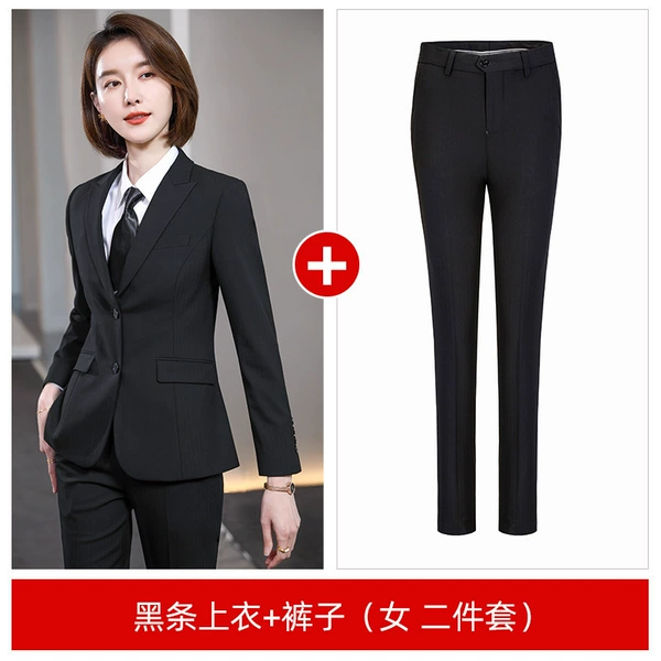 Ms.: black bar suit+trousers