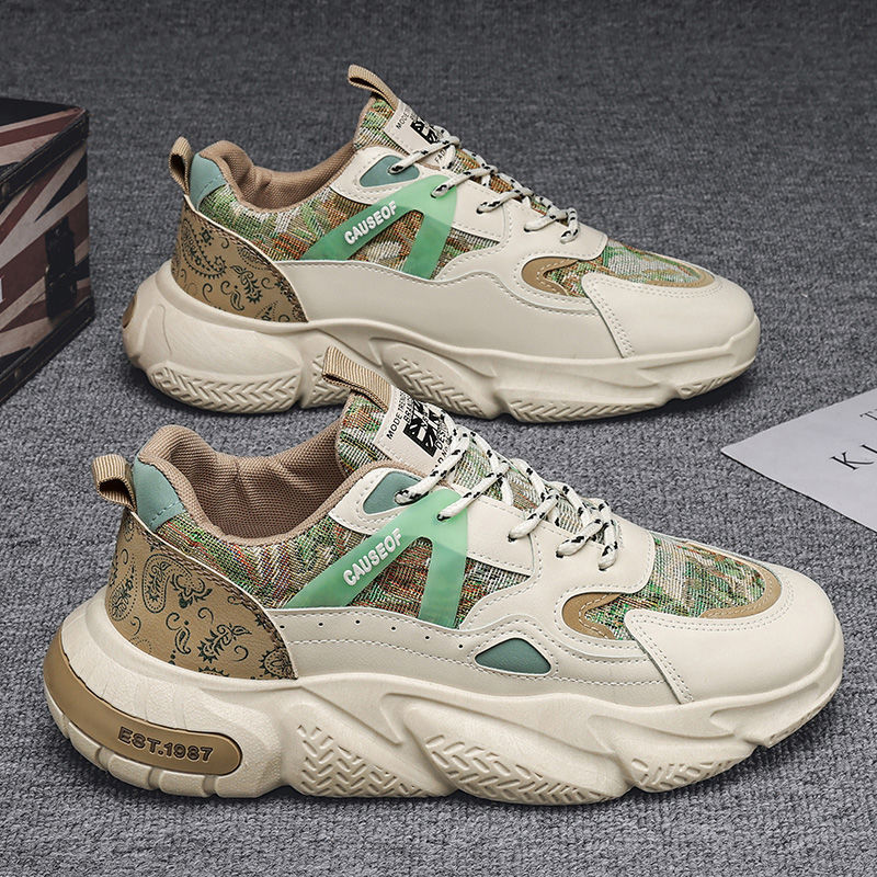 Primavera y otoño zapatos de hombre nuevos zapatos transpirables zapatos deportivos de hombre estilo coreano de tendencia universal zapatos casuales blancos de suela gruesa