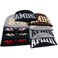 New Trendy Letter Knit Beanie Casual Fashionable Jacquard Wool Hat Couple Hip-Hop Street Style Skull Cap