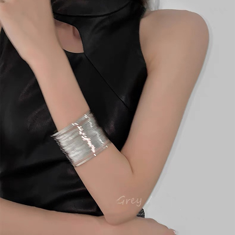 European and American Exaggerated Punk Open Wide-brimmed Line Wrap Bracelet Women's Ins Cold Style Bracelet Elegant All-match Armband