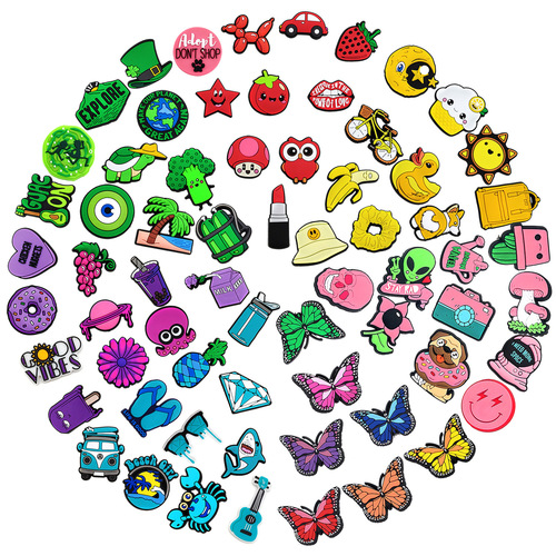 Cartoon Fresh VSCO Series Crocs Shoes Flower Shoe Buckle Yellow Green Pink Cute DIY Shoe Accessories