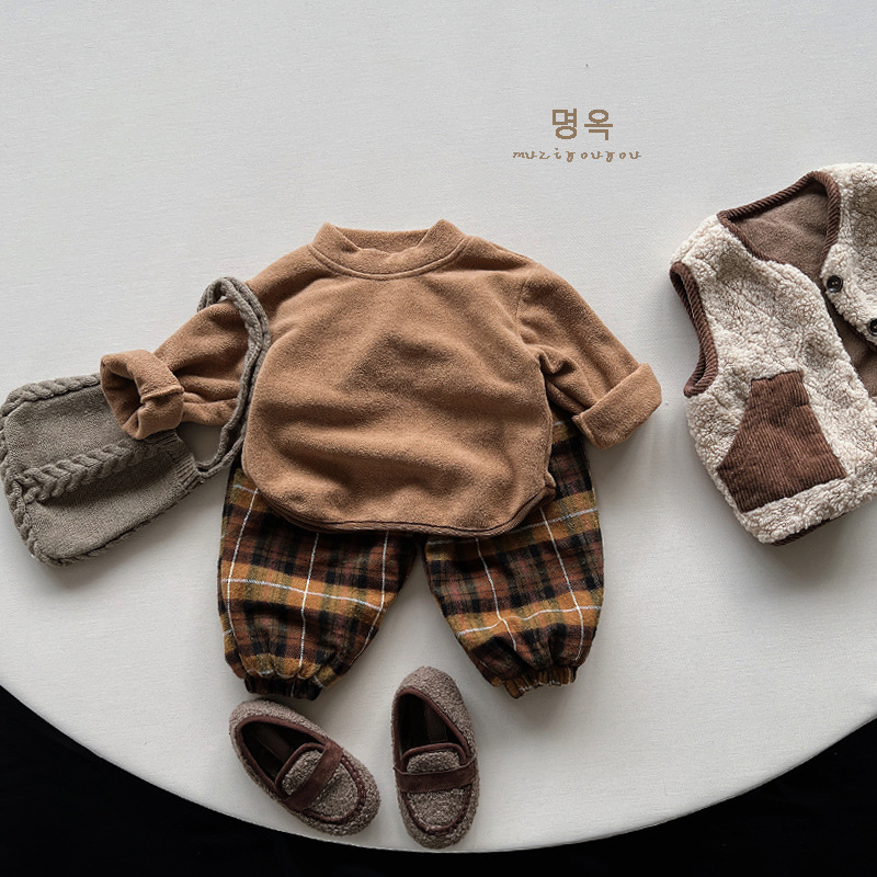 Niños y Niñas ligero caliente que basa la camisa para niños nuevo suéter de invierno estilo coreano Mori retro bebé moda