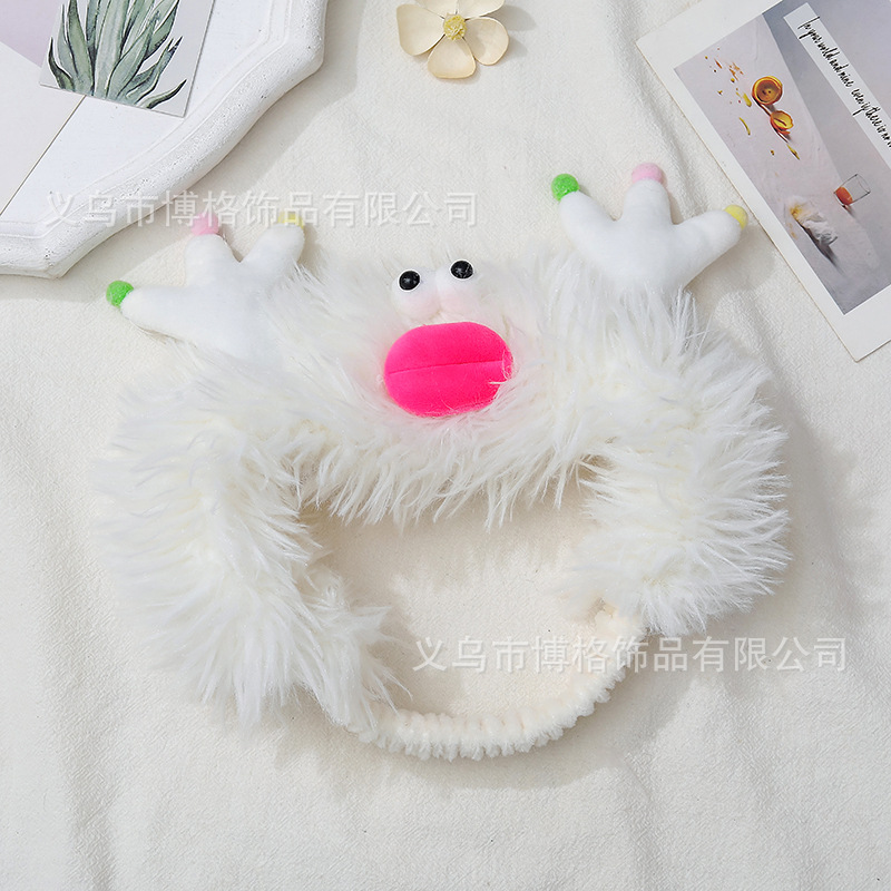 2023 otoño y el invierno nuevo lindo divertido pelo banda estudiante lavado de cara maquillaje felpa Internet Celebrity mismo estilo diadema