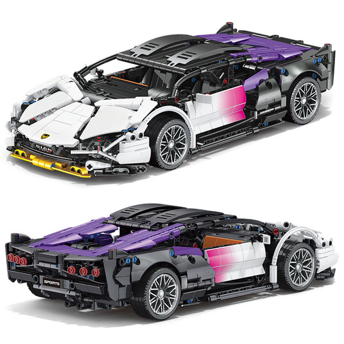Compatible with LEGO bricks Green Bull sports car children's educational small particle assembly boy gift toys physical store wholesale
