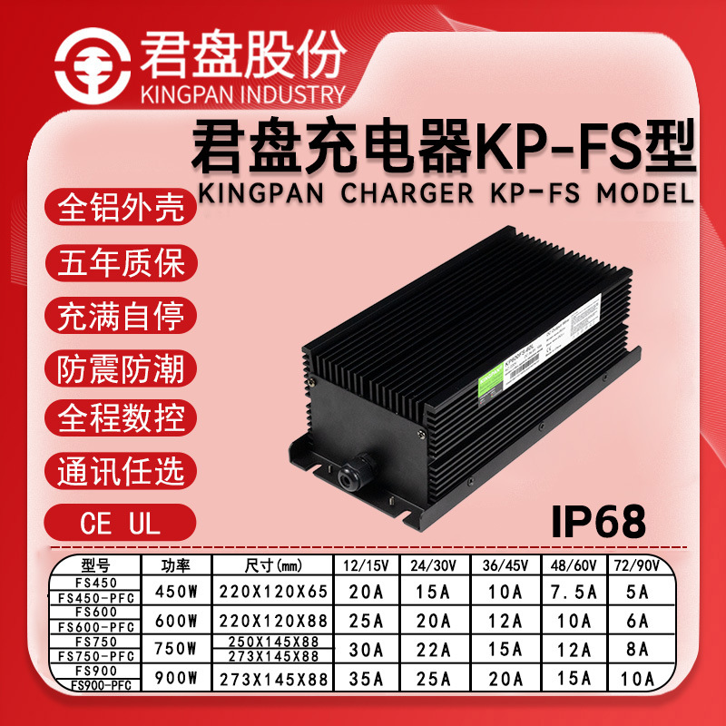 IP68级全铝壳全灌封防水防震防爆防水冲浪板锂电池扫地车充电器