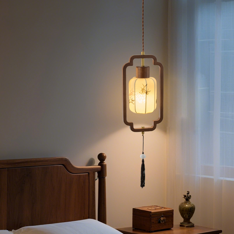 2026 nuevo estilo Song estética candelabro nuevo estilo chino de madera cama principal pequeño candelabro escaleras de estilo medieval lámparas