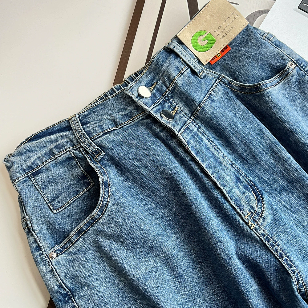 Summer elastic thin harem jeans, trousers, for plus size ladies