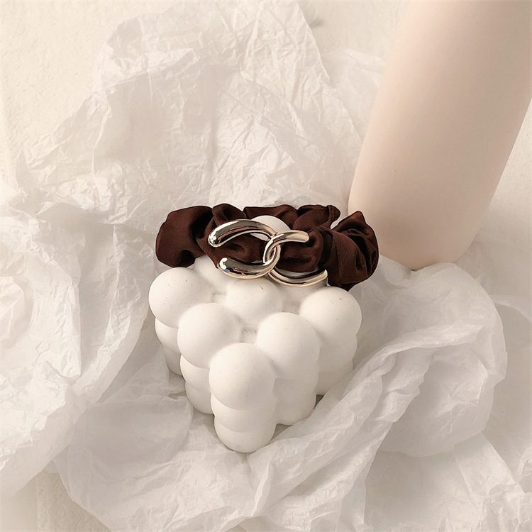 Temperamento coreano red retro oro doble c anillo de intestino corda de cabello simple anillo de cabello de metal cabello de cola de caballo mujer