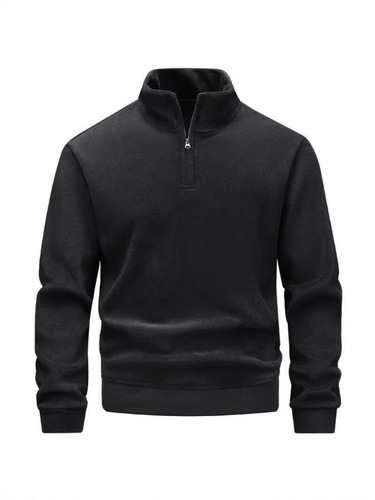 Polar velvet coat, men's high-quality stand-neck half-zipper sweater, solid color pullover, new American casual sports top