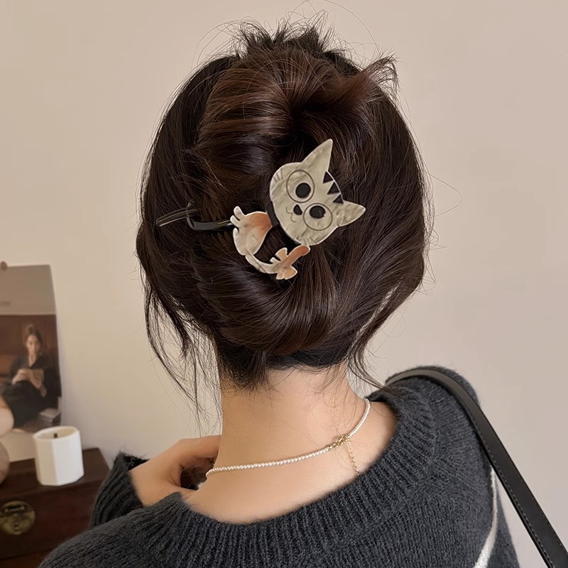 Adorable gato twist clip mujer 2025 nuevo clip de cabello de alta calidad detrás de la cabeza agarrar clip clip de cabello tocado clip de cabello