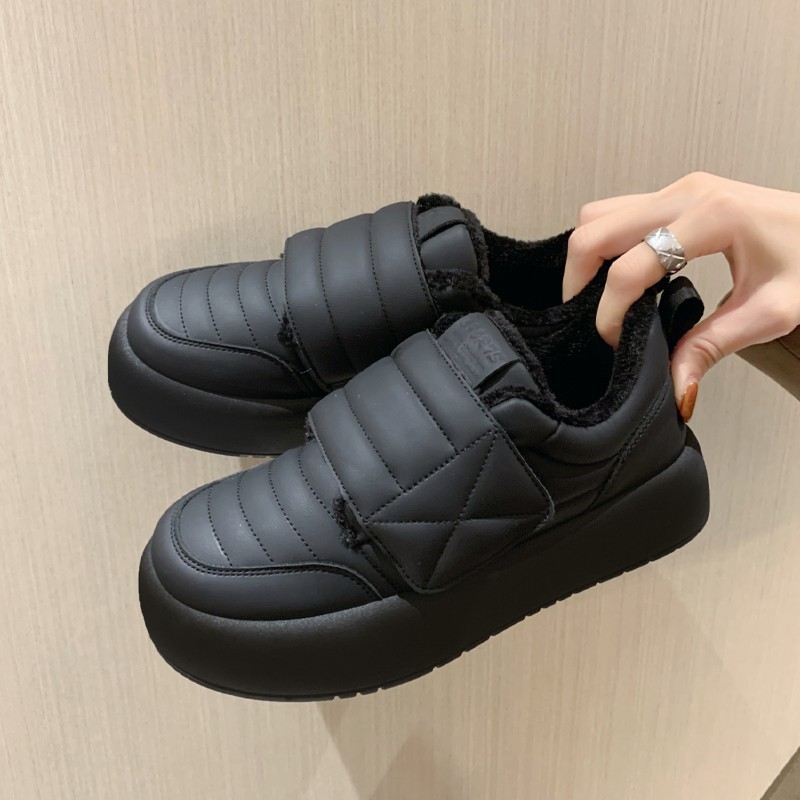 Melard high-style fufu plush-lined women's loafers 2026 new cotton shoes with Velcro, thick-soled height-increasing white sneakers