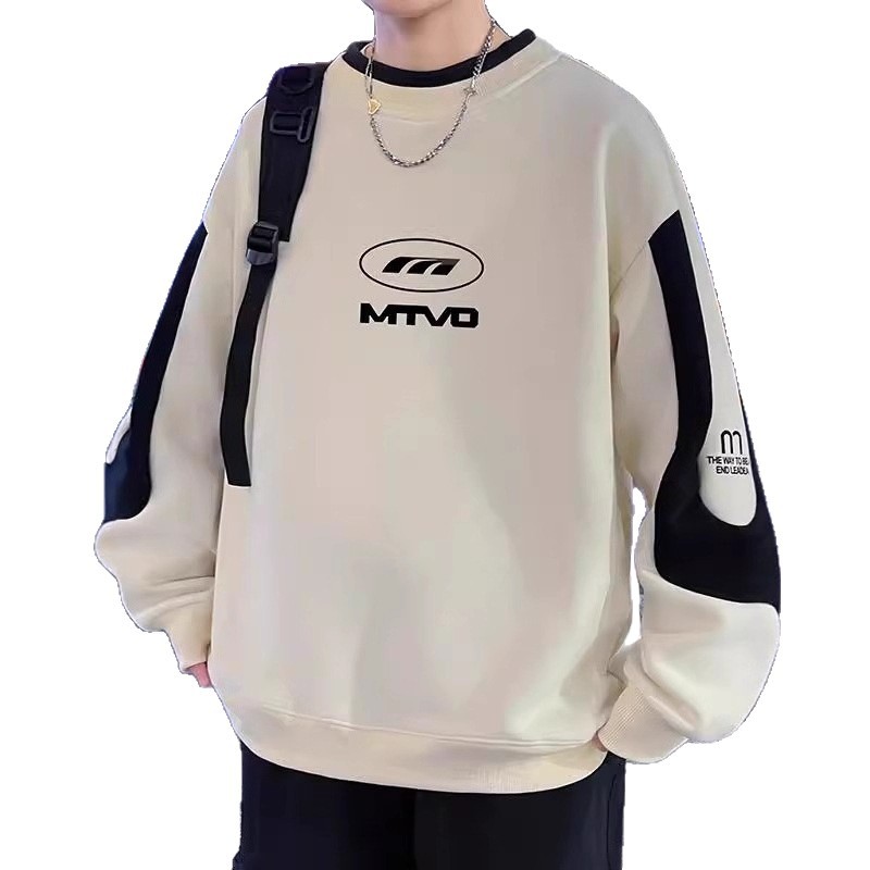 Felpa con cappuccio girocollo High Street Plus, maglia basic alla moda, top a maniche lunghe da uomo_voghion.com
