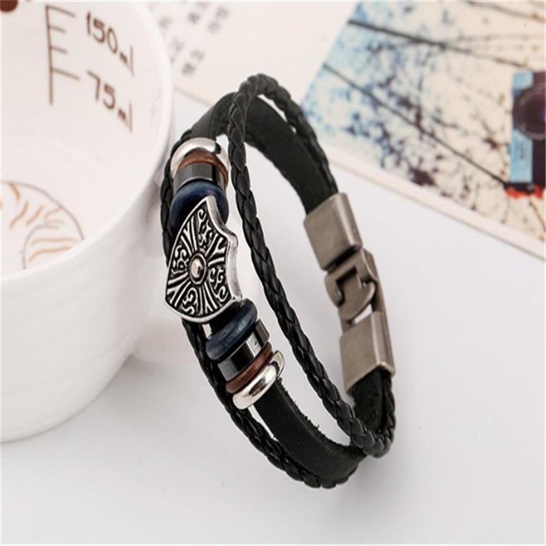 Retro Geometric Pu Leather Knitting Men's Bracelets display picture 3