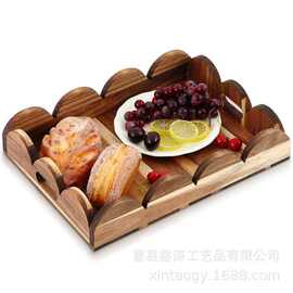 批发木制家用托盘花瓣边边茶水盘花盆盘下午茶甜品上菜托盘跨境