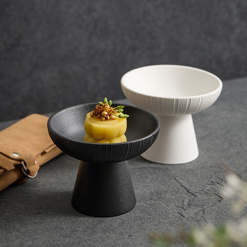 Ceramic High-Footed Dessert Bowls, Hotel Ice Cream Bowls, Wholesale Artistic Tableware, Simple Chinese-Style Dried Fruit High-Footed Bowls Ceramic High-Footed Dessert Bowls, Hotel Ice Cream Bowls, Wholesale Artistic Tableware, Simple Chinese-Style Dried Fruit High-Footed Bowls