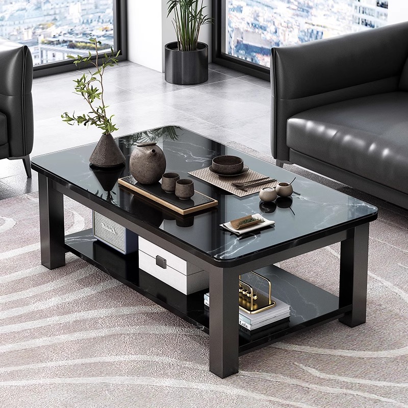 Fei Tan al por mayor mesa pequeña sala de estar 2024 nuevo tipo de pequeña casa de lujo ligero de alta sensación de mesa de té de vidrio de oficina creativa