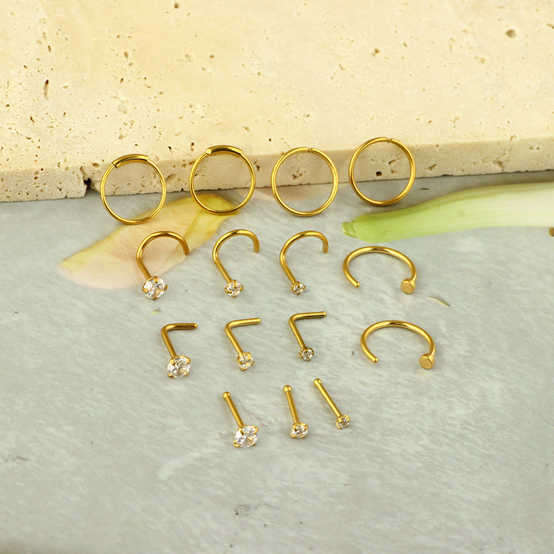 1 Set Quantity 1 Set Nose Rings & Studs Simple Style Heart Shape 304 Stainless Steel Nose Rings & Studs