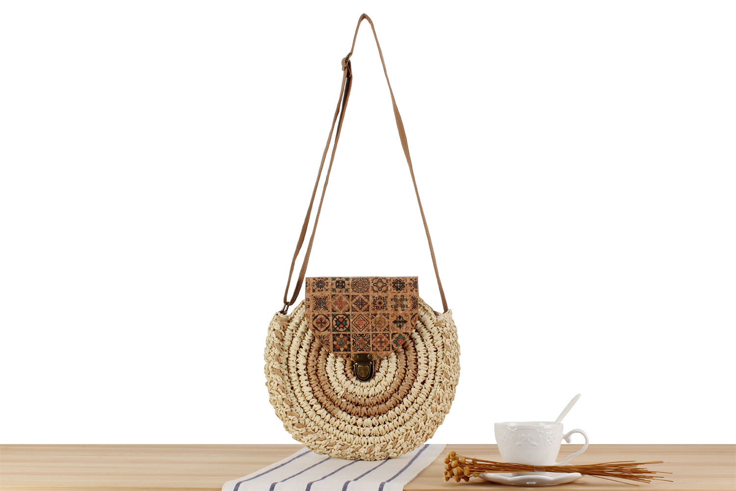 Polyester Cotton Lining Material Women's Vacation Beach Solid Color Paper Shopping Bags