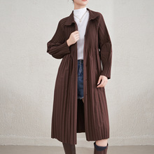 三宅风褶皱长款外套女装春秋新款高级感中长款外套风衣气质外套女