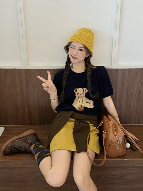 林诗琦NICKIDAILY【柑橘可可！复古百搭麂皮绒质感A字半身短裙女|undefined