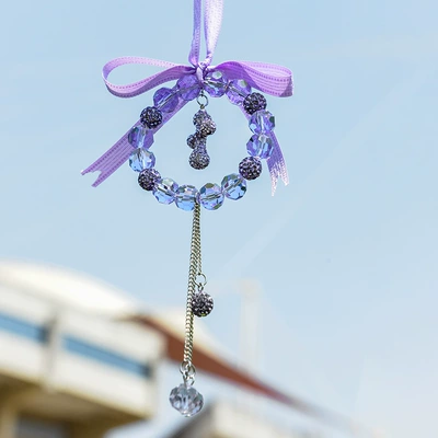 Car pendant creative Diamond-Embedded: Car hanging - purple-cross