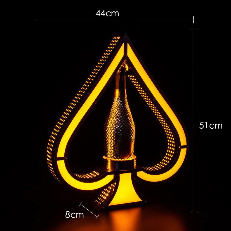 Transfronterizo LED luminoso negro melocotón un asiento de vino de acero inoxidable champán bandeja bar KTV discoteca vino extranjero estante de la exhibición de vino conjunto