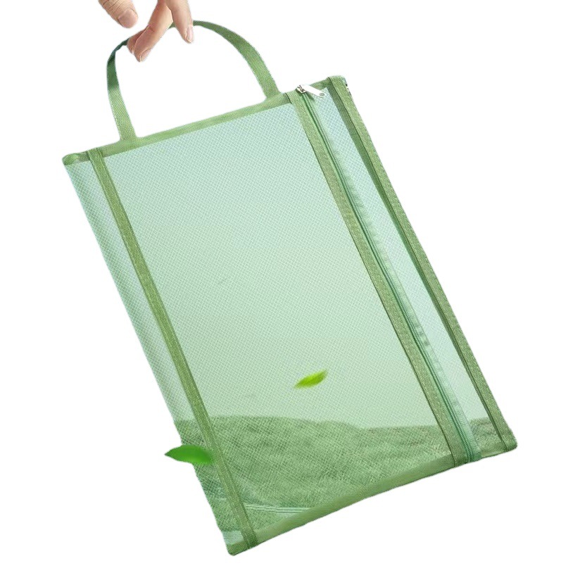 Bolsa de archivo de malla transparente con cremallera para estudiantes de primaria, bolsa de información a4, bolsa de papel de prueba, logotipo imprimible de doble capa