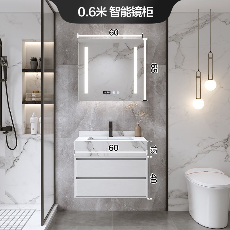 Espejo de almacenamiento inteligente cabinet-60CM Placa de roca lavabo de cerámica