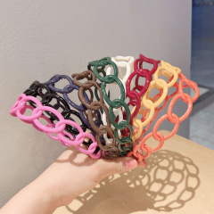 The Colored Lacquer Chain Hair Clip with a High Crown Wide Headband, Style Similar to the Dongdaemun, South Korea Version - Popular for Young Girls