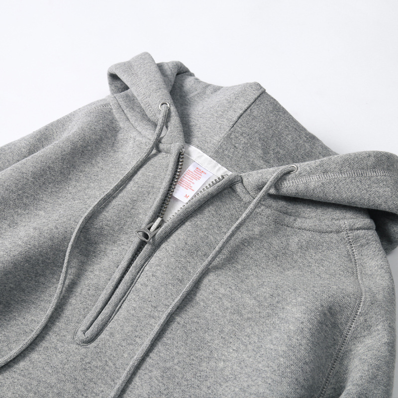 미국 레트로 스타일 반지퍼 후드티 남성용 단색 플리스 안감 두꺼운 남녀공용 스포츠 래글런 슬리브 후드티 다용도