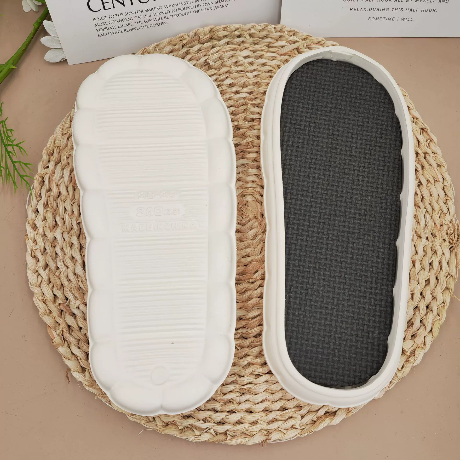 Ручная вязка подошвы крючка из слойки подошвы EVA утолщенные подошвы облака мягкая подошва фрикадельки подошва вспененные хлопчатобумажные тапочки