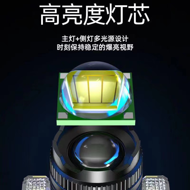 Faro de luz fuerte montado en la cabeza de pesca recargable al aire libre de largo alcance linterna de iluminación súper brillante tesoro de carga LED lámpara de minero