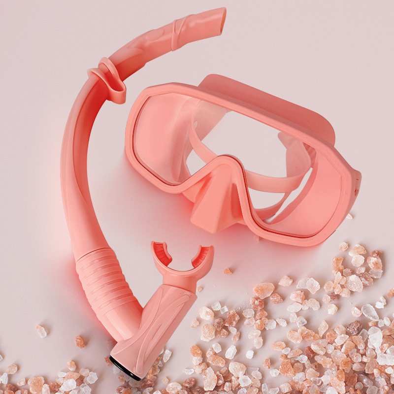 Adult Single-Lens Large Field of View Coated Liquid Silicone Diving Goggles with Snorkel Free Diving Lung Mask Snorkeling