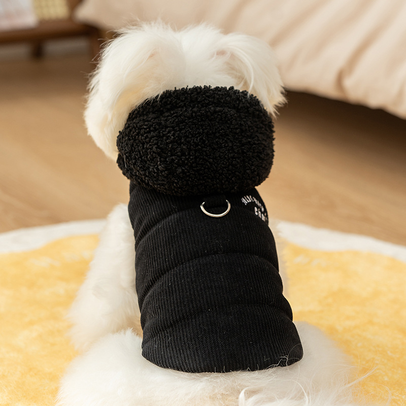 Perro de otoño e invierno Estilo deportivo simple coreano Chaleco de algodón acolchado con capucha chaqueta gruesa de algodón gato peluche ropa para mascotas