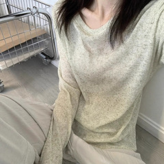 薄荷漫波风针织防晒罩衫女秋季薄款微透ins甜辣风长袖T恤百搭上衣