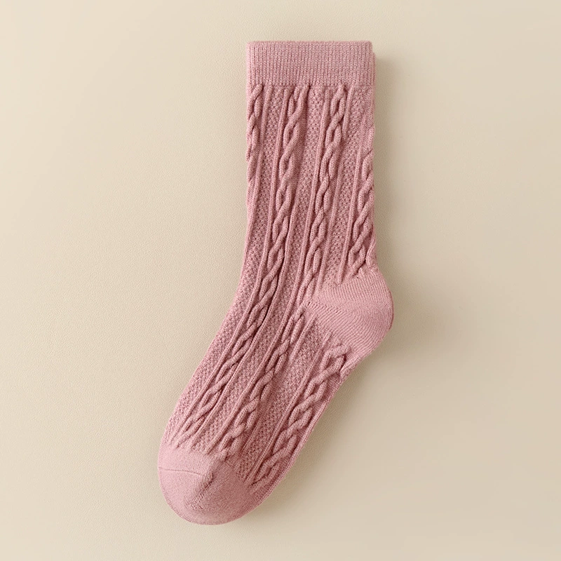 Women’s mid‑tube winter wool socks, solid colors, warm (mid‑calf)