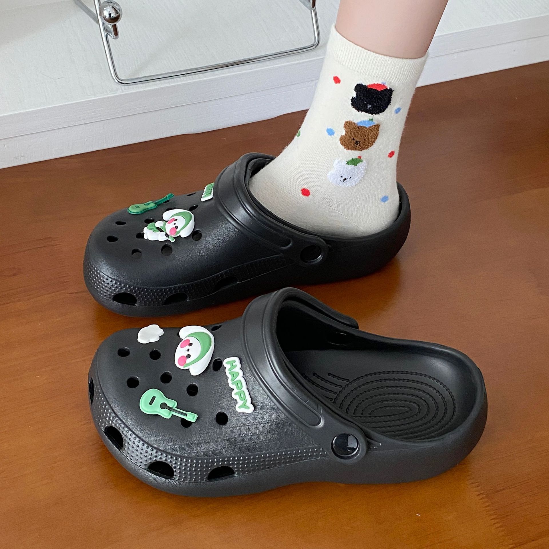 [12 홀 신발 기타 토끼] 블랙