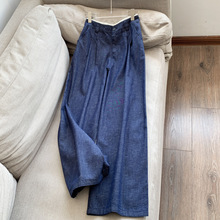 2025秋季新亚麻莱赛尔复古蓝牛仔 阔腿裤显瘦长裤女批发H10AK5193