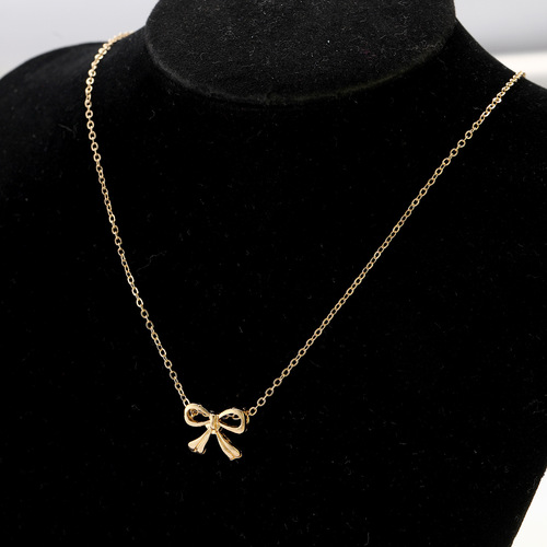 New European and American Cross-border Cute and Creative Bow Necklace, Sweet and Fashionable Women's Simple Pendant Wholesale
