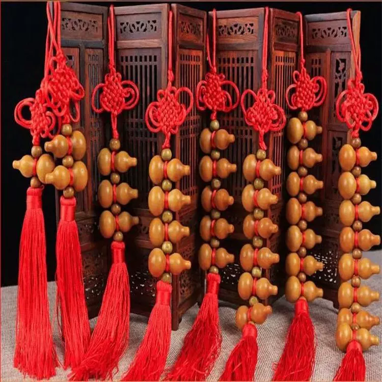 木雕雕刻桃木葫芦挂件五福寿桃木家居摆件饰品桃木葫芦串